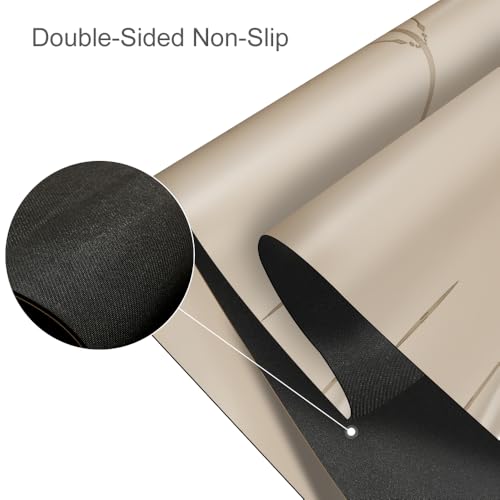 Natural Rubber Yoga Mat - Non Slip Non Toxic - 5mm Thick Yoga Mat for Hot Yoga/Pilates - Extra Large 26.8’’ with Alignment Guide - Sweat Proof - with Carrying Bag - color: Latte Grey