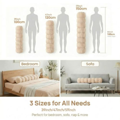 Pat. Pend. Long Body Pillow for Adults, 47 Inch, Beige - color: Beige, size: 47"x 7.87"