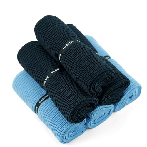 Microfiber Gym Towels with Snap Straps, Yoga Towel for Home and Gym, 16 Inch x 28 Inch, 6 Pack (Black/Blue, 16" x 28") - color: Black/Blue