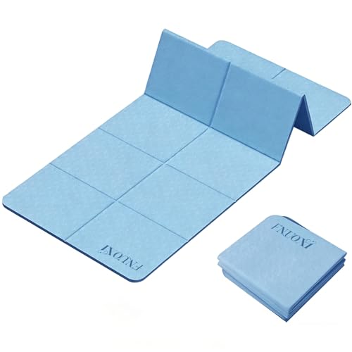 Foldable 8mm Thick Wide Yoga Mat Double-Sided Non Slip w/Carry Bag - color: blue