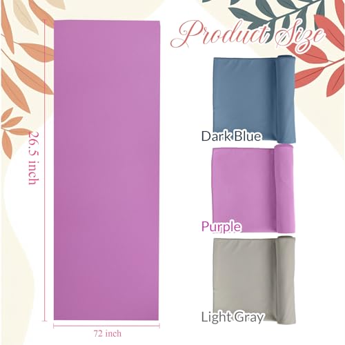 Breling 3 Pack 26"x73" Hot Yoga Mat Towel Pack Non-Slip Yoga Mat Gym Sweat Absorbent Microfiber Towel for Pilates Workout Women Men - color: Purple,gray,blue