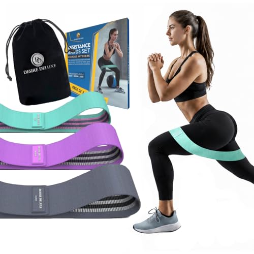 Desire Deluxe Premium Resistance Bands Set – Fabric Stretch Bands for Strength Training, Physical Therapy, Pilates & Yoga, Non-Slip Workout Bands for Men & Women (3 Pack) - size: 3 Resistance Levels