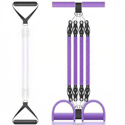 Multifunction Tension Rope, 2 Tubes Stretch Yoga Pedal Tension Strap, Adjustable Resistance, Tension Rope Fitness Equipment (Black) - color: Purple-4 Tubes