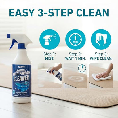 Multi-Surface Cleaner Spray for Yoga Mat, Exercise Mat, Gym Equipment & Rubber Flooring - Quick Dry No-Rinse Formula, Remove Dirt, Sweat Stains & Light Oils, Daily Surface Cleaning Spray, 500ml