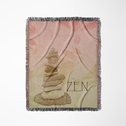 3dRose Zen Rocks Floral- Inspirational Art Woven Blanket