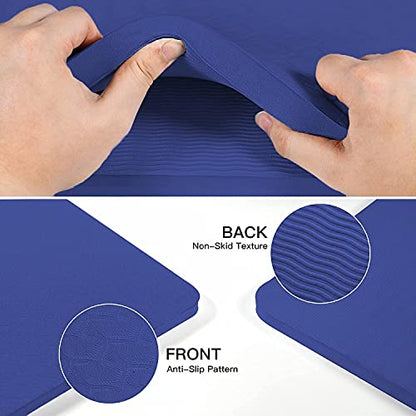 Hatha Yoga 4/5 inch TPE Yoga Mat Fitness & Exercise Mats Large Size 72"L x 32"W Non-Slip Anti-Tear For Women Men - color: Blue