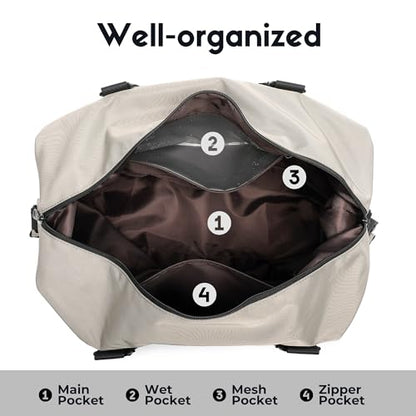 SUNNY BIRD Duffel with Utility Pouch, 40L Weekender Overnight Bag with Shoe Compartment for Travel and Sports (Grey and black) - color: Grey and black