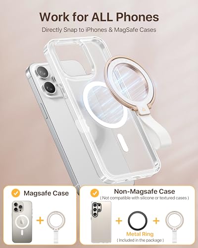 andobil [2026 Unrivaled Stability] Magnetic Phone Grip Holder for MagSafe | Stronger 2-Sided Magnetic Phone Ring Kickstand w/ Silicone Loop MagSafe Accessories for iPhone 17 Pro Max Air 16/15/14/13/12 - color: Rose Gold