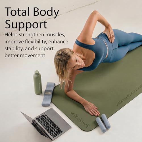 Lindywell Pilates Yoga Workout Mat Non Slip 6mm, 8mm, 10mm Thick - 6ft x 26in - color: Dark Olive, size: 8mm