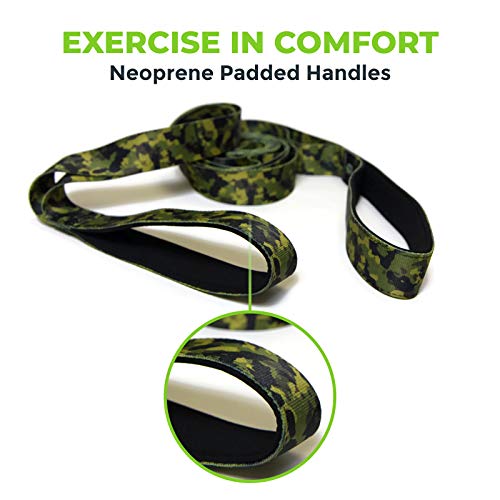 Gradient Fitness Stretching Strap for Physical Therapy, 12 Multi-Loop Stretch Strap 1.5" W x 8' L, Neoprene Handles, Physical Therapy Equipment, Yoga Straps for Stretching, Leg Stretcher. - color: Camo