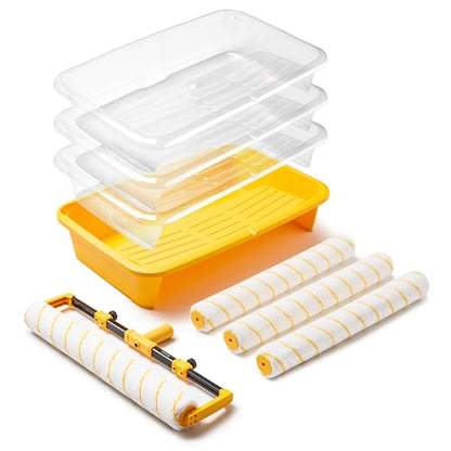 Voomey 18" Paint Roller kit，9 Piece 18 inch Paint Roller，18 Paint Roller Tray with Liner,Microfiber Paint Roller,Paint kit for House Painting - size: 18" Paint Roller Kit