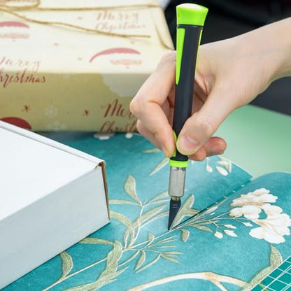 FOSHIO Precision Exacto Knife Set, 2 Pack Craft Knife with Extra 20 Exacto Blades, Hobby Knife Set with Protective Cover Rubber Handle for Crafts, Arts, Stencil, Modeling, Trimming, Carving (Green) - color: Green