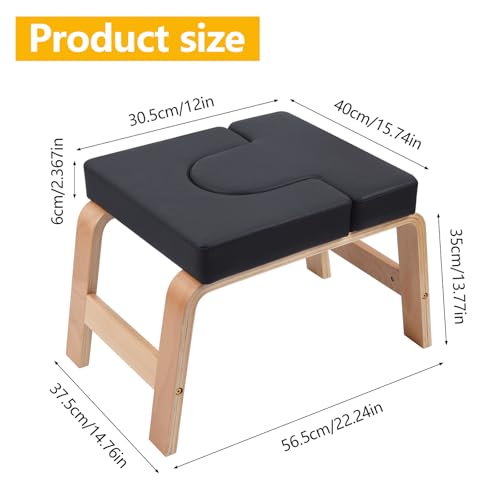 Yoga Headstand Bench PU Pad Headstand Trainer Max Load 300lbs | Yoga Headstand Bench Stress Relief Balance Trainer Supports with Wood Frame and Pu Pad Body Shaping Practice - color: Black