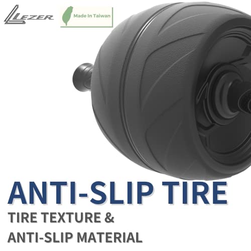 LEZER Ab Roller Wheel, Abdominal Workout, Extra Wide 5.5", Exercise Wheel, Home Gym Fitness Equipment, Core Strength, Muscle, Thick Knee Pad, Made In Taiwan Black