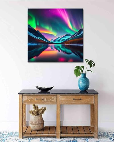 TOCARE Framed Paint by Numbers Kit for Adults Beginners,12x12inch Easy Aurora Paint by Number with Frame,Northern Lights Paint by Numbers Framed Canvas(Without Easel) - color: TC-F-226