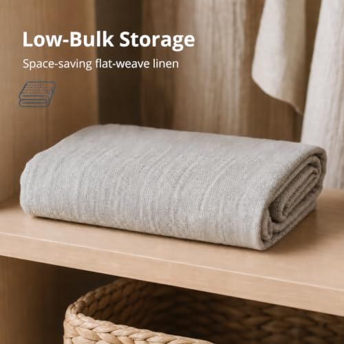 Pure 100% Linen Bath Towel - 30x55-inch Lightweight Travel Towel Flat Weave - color: Light Gray, size: Bath Towel