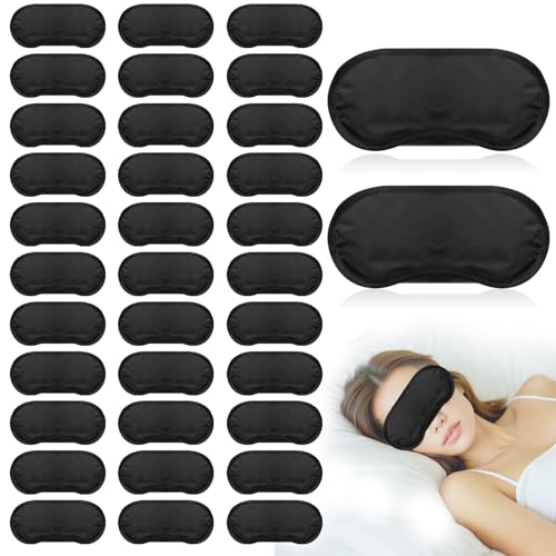 40 Pcs Eye Mask Sleep Masks Bulk Blindfolds for Team Building Party Games with Nose Pad and Adjustable Strap for Women Men 4 Layers Black Blindfold Sleeping Mask - color: Black, 40 Pcs