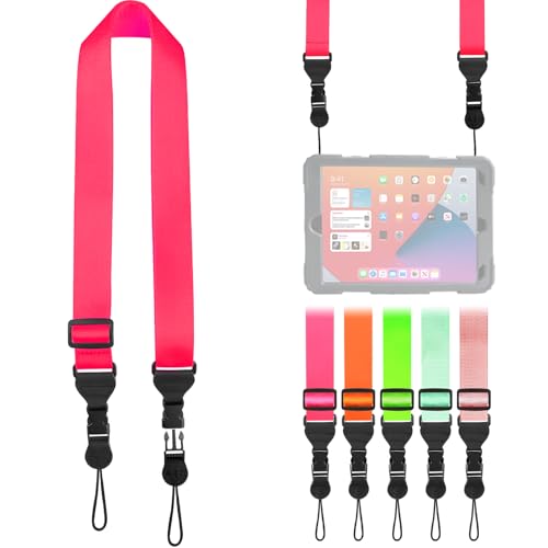 FIEIL Nylon iPad Strap, Adjustable Camera Neck Strap, Comfortable Shoulder Strap for iPad, Cellphone Tablet, Camera, Laptop, Binocular, Luggage Bag(Pink Universal Neck Lanyard) - color: Fuchsia