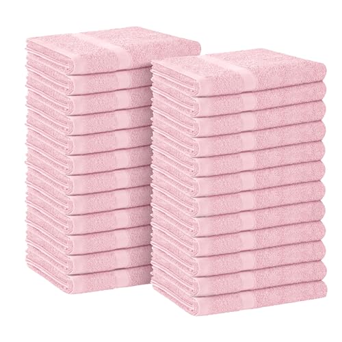 Avalon Towels Salon Towel - Pink Hand Towels Bulk Pack of 24 - 100% Cotton Absorbent Spa, Facial & Gym Towel for Working Out - 16x27 Inches (Not Bleach Proof) - color: Pink, size: 16x27 Inch (Pack of 24)