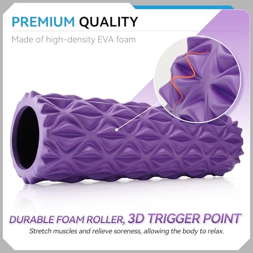 Foam Roller, 15 inch High Density Massage Roller for Exercise - color: Purple