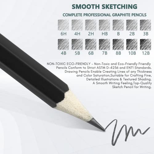 Luwans Drawing Pencils Set of 14 (B - 12B) Sketch Pencils for Drawing - Art Pencils for Shading, Sketching & Doodling | Professional Graphite Pencil for Artists & Beginners