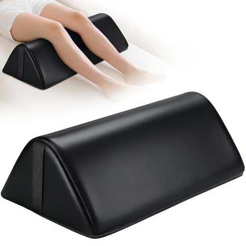 Knee Wedge Pillow for Legs, Under Knee Elevated Pillow for Sleeping on Back | 20 x 12 x 7 inch Triangle Pillow for Legs with Strap Handle, Under Ankles Pain Relief Leg Pillow Bolster for Massage Table - color: Triangle - Black