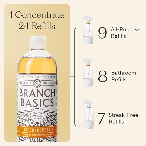 Branch Basics Cleaning Essentials Kit: All Purpose, Glass, Bathroom Cleaner - style: Glass Spray Bottles