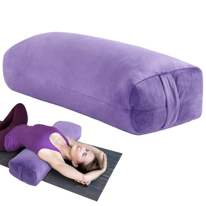 MABOZOO Yoga Bolster Pillow, Rectangular Bolster for Restorative Yoga & Meditation, Professional Meditation Cushion with Carry Handle, 27"X10"X6" - color: purple