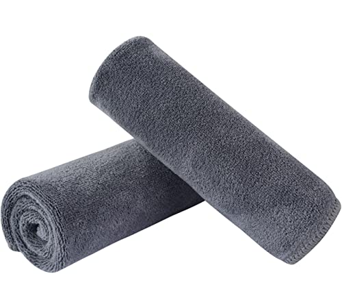 SINLAND Microfiber Facial Cloths Fast Drying Washcloth 12inch x 12inch Grey 2 pack - color: Grey, size: 1 Count (Pack of 2)