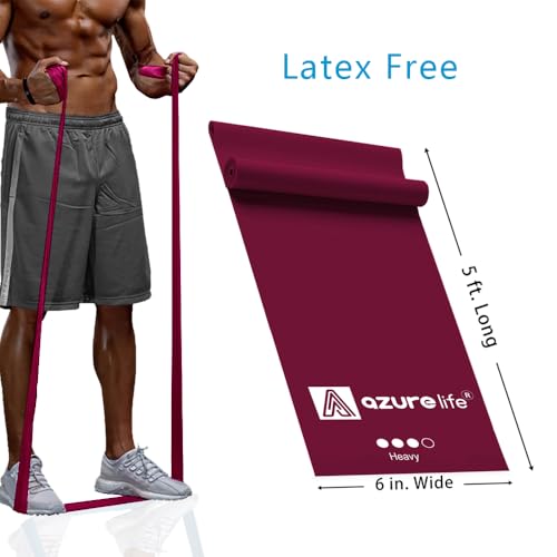 A AZURELIFE Professional Individual Exercise Resistance Bands, Single 5, 6,7 Ft or 8 Yards Elastic Bands, Non-Latex Stretch Bands for PT, Yoga, Pilates, Rehab, at-Home or The Gym Workouts - color: Purple - Heavy, size: 5 Feet