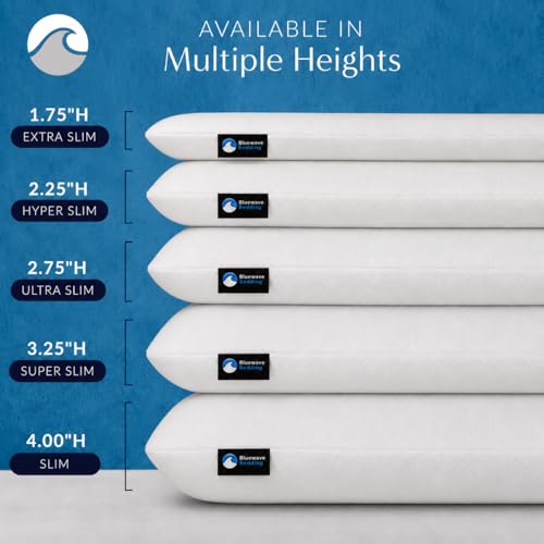 Bluewave Bedding Ultra Slim Gel Memory Foam Pillow for Stomach and Back Sleepers - Thin, Flat Design for Cervical Neck Alignment and Deeper Sleep (2.75-Inches Height, Standard Size) - size: 2.75"H (Standard), style: Gel Memory Foam