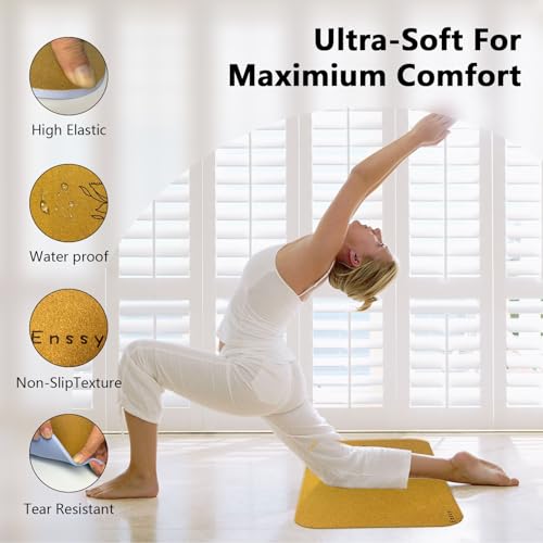 Cork Knee Pad Mat, 8 mm Thick, Foldable, Lightweight, for Yoga, Exercise, Gymnastics, Floor/Chair Protection