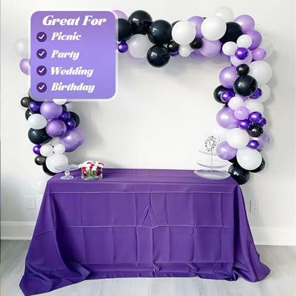 Plastic Table Cover Roll Disposable Tablecloth: 54in X 120ft Table Covers Plastic Table Cover Roll with Easy Slide Cutter Plastic Table Cloths for Parties Disposable-Purple - color: Purple, size: 1440" x 54" (Rectangular)