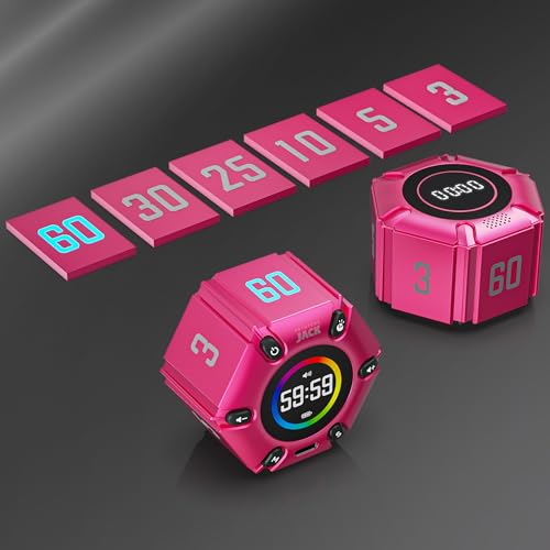 Smart FILP Pomodoro Timer 3/5/10/25/30/60min Preset, Silent & Sound Alarm - color: Hot Pink