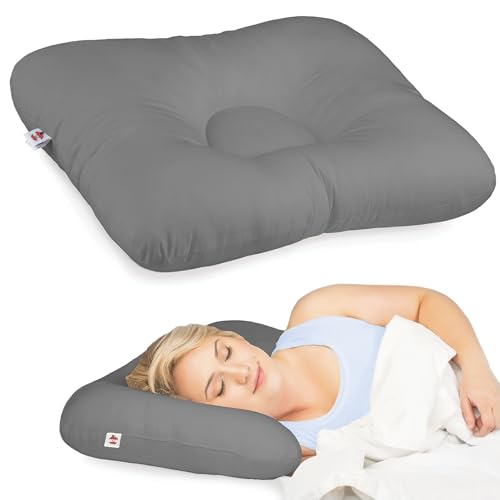 Ergonomic Cervical Pillow for Neck Pain Relief Back & Side Sleepers MID GR - color: Gray, size: Midsize