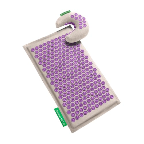 Pranamat Acupressure Small Moon Pillow Set, Premium Acupressure Therapy for Pain Relief and Relaxation, Handcrafted in Europe with Sustainable and Natural Materials (Amethyst) - color: Amethyst