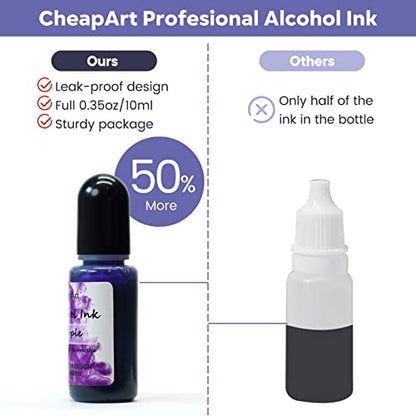 CHEAPART Alcohol Ink Set 24 Vibrant Colors(Each 0.35oz), Paint Resin Dye | Concentrated Fast Drying Pigment, Alcohol-Based Resin Ink for Epoxy Art Tumblers Coasters Acrylic Fluid Painting Crafts - size: 24 PCS