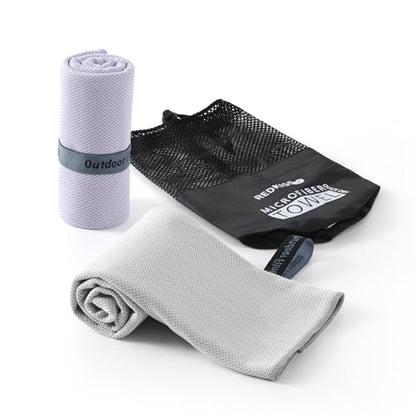 REDKISS 2 Pack Cooling Towels (39"x11"), Ice Towel, Soft Breathable Chilly Towel, Microfiber Towel for Sport, Running, Workout,Gym, Camping & More Activities - Grey Purple