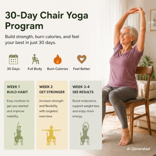 Chair Yoga for Seniors Over 60 Book, 30-Day Balance & Mobility Guide - color: White