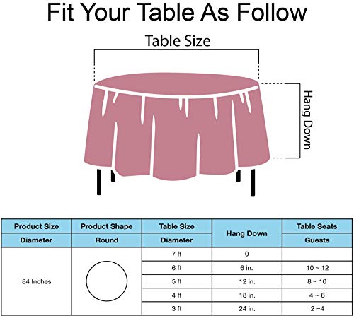 Pink Plastic Tablecloths 2 Pack Disposable Table Covers 84 Inch Circle Bridal Shower Party Tablecovers PEVA Vinyl Table Cloths for BBQ Picnic Birthday Wedding Banquet Parties 6 ft Round Table Use - color: E01 Pink