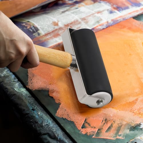 Ciieeo 4 Pcs Rubber Brayer Rubber Roller Ink Stamping Roller Rubber Brayer Roller Rollers Oil Painting (Pack of 2) - size: 14x12.2x3.5cm (Pack of 2)