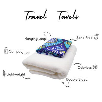 ECCOSOPHY Microfiber Beach Towel - Quick Dry, Sand Free and Oversized 71x35 | Super absorbent, lightweight, swimming, gym, extra large, pool, cruise, camping, yoga, travel, compact, carry bag, vacation - color: Mykonos