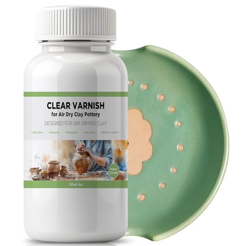120ml Air Dry Clay Varnish - Air Dry Clay Sealant - Air Dry Clay Glaze | Waterproof, Clear, Matte, Finish Clear Varnish for Pottery, Used to Prevent Clay Cracking, Scratches, Wear - style: Matte Varnish