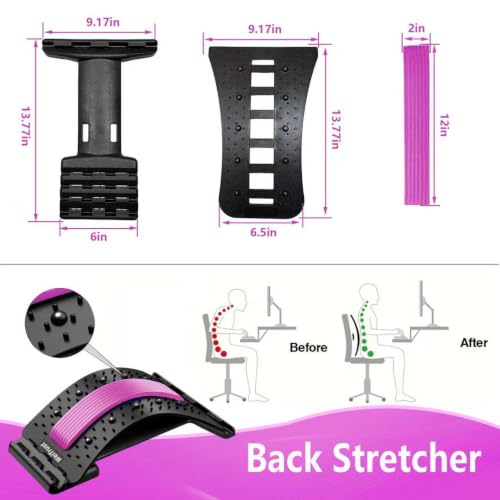 Back Stretcher - 4-Level Adjustable Lumbar Support Board & Back Cracker for Lower Back Pain Relief, Home Office Use (Pink) - color: Pink