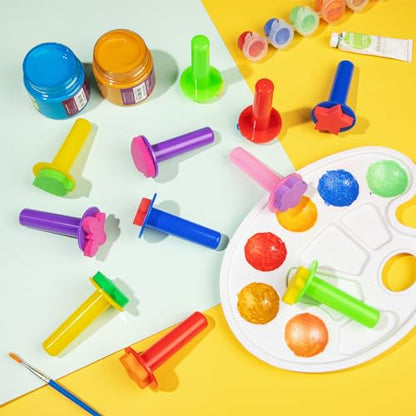 12Pcs Paint Stamps for Kids, Sponge Brushes for Painting | EVA Foam Stamps for Early Learning Finger Paint Drawing Crafts and DIY - style: 3F-StamperSponge12PCS