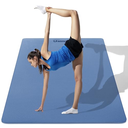 UMINEUX Large Yoga Mat for Men and Women 1/4 & 2/5 Inch Extra Thick TPE Fitness Mat for Home Gym Workout, Non-Slip, Eco Friendly Exercise Mat for Yoga, Pilates, Stretching, Meditation - color: Moonlight Blue & Alaskan Blue, size: 72"x48"x2/5"