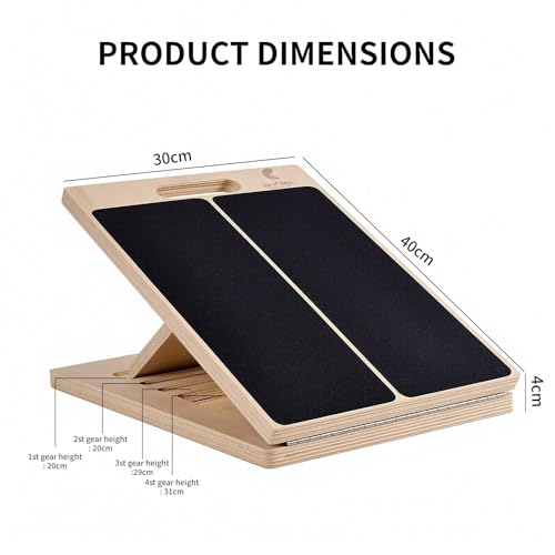 ERA of Vision Adjustable Slant Board for Stretching – Wooden Incline Calf & Leg Stretch Trainer with Anti-Slip Surface, Foldable Design, Extra Resistance Band & Exercise Manual for Home Fitness