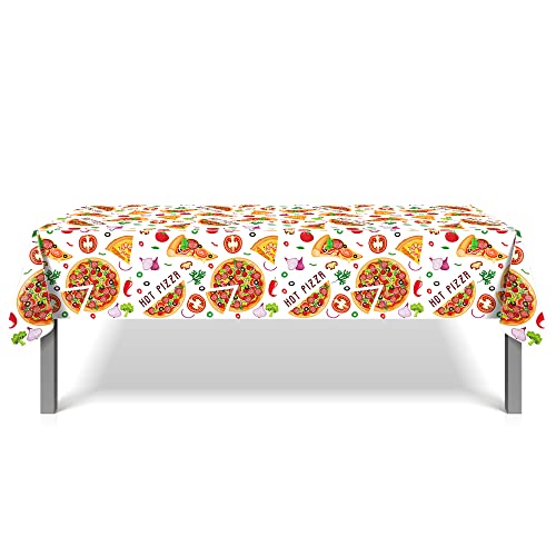 1 Pack Pizza Party Plastic Tablecloth 54 x 87 Inch Long Rectangular Table Cover for Buffet,Birthday Party Holiday Dinner,Picnic or Tablecloth for Kitchen Event Use - color: Pizza