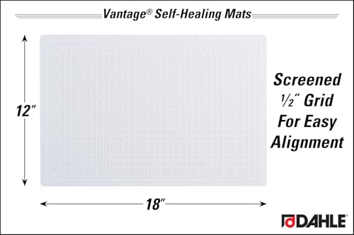 Dahle Vantage 10681 See-Through Premium Self-Healing Cutting Mat, 12"x18", 1/2" Grid, 5 Layers for Max Healing, Perfect for Crafts & Sewing, Clear - color: Clear, size: 18"L x 12"W