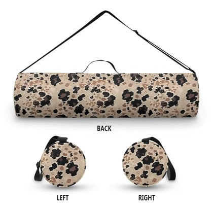 Yoga Mat Bag for Women & Men Full-Zip Yoga Mat Carrier Bag for Class Workout Park with Adjustable Strap - color: Cow Spot Print